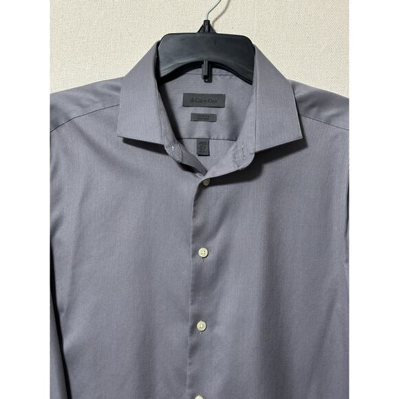 CALVIN KLEIN Slim Fit Non Iron Button Down Shirt Men's 16 32/33 Gray Collared - Picture 2 of 11